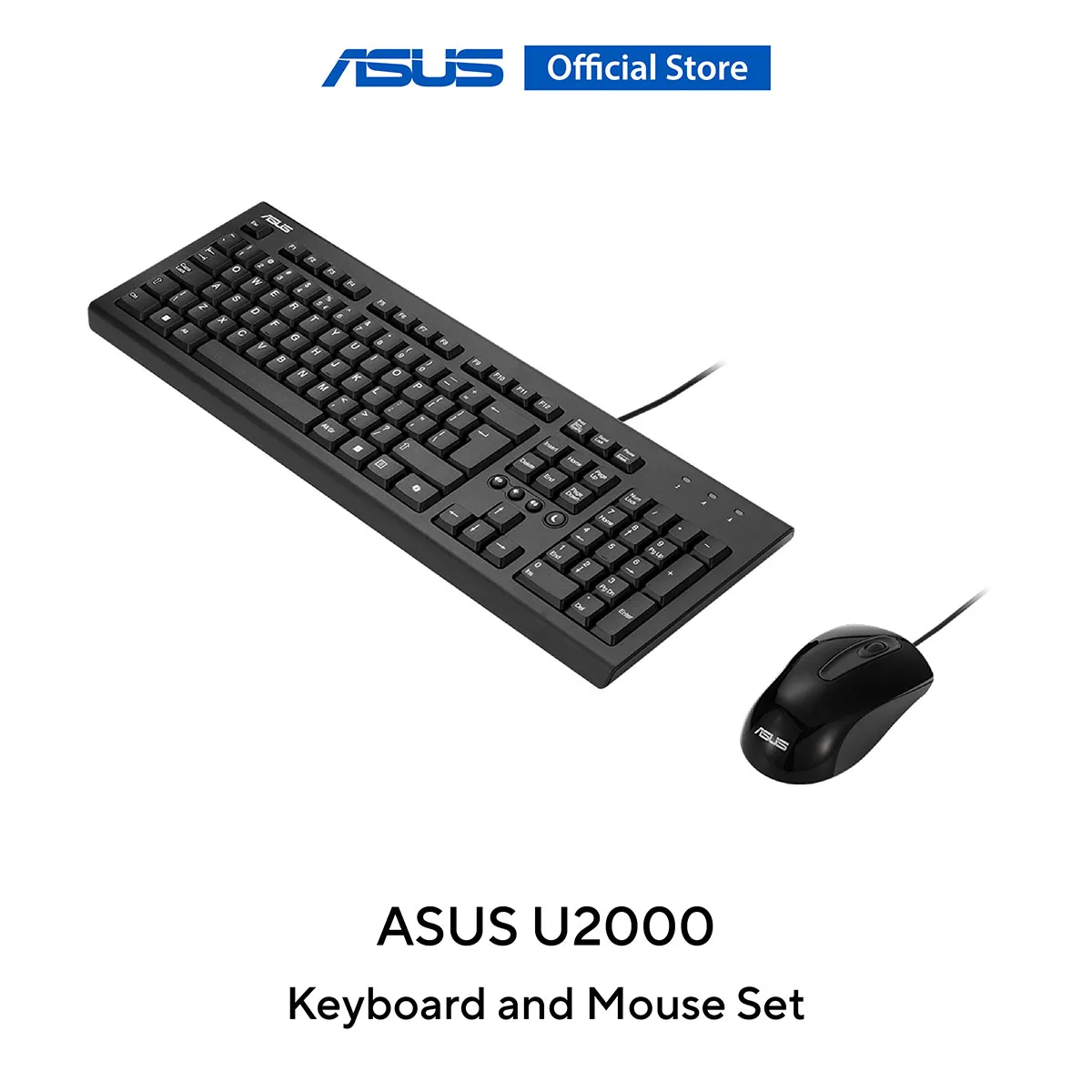KEYBOARD (คีย์บอร์ด) ASUS U2000 Wired Keyboard and Mouse Set -Black U2000 KEYBOARD+MOUSE/BK/TH